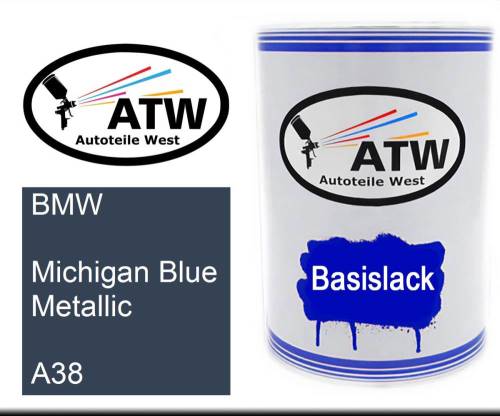 BMW, Michigan Blue Metallic, A38: 500ml Lackdose, von ATW Autoteile West.